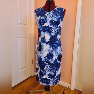 Blue, White Floral Pattern Dress by Dress Barn